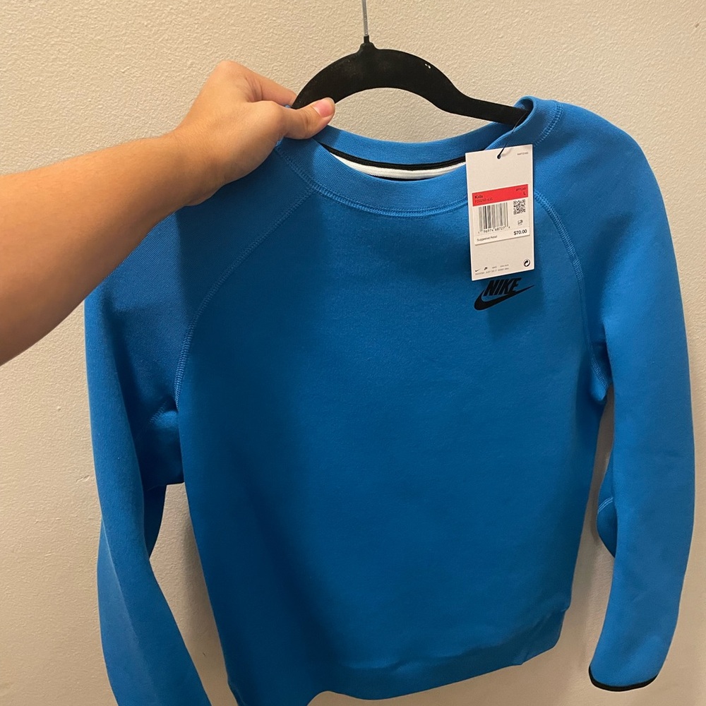 Nike tech Kids Blue Crewneck with Black Logo
